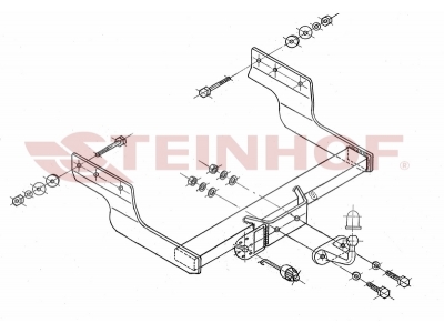 Фаркоп для Ford Transit фургон, микроавтобус со ступенькой (передний/задний привод) 04/2000-06/2006, 07/2006-2014 фланцевое крепление шара