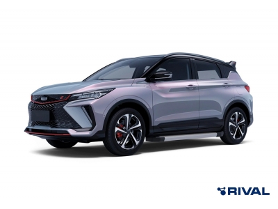Порог-площадка "Silver" F173AL + комплект крепежа для Geely Coolray SX11 2023-н.в., Belgee X50 2023-н.в.