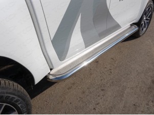 Пороги с площадкой нержавеющий лист 60 мм для Toyota Hilux № TOYHILUX15-10